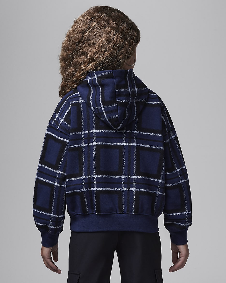 Jordan Brooklyn Essentials Little Kids Plaid Print Pullover Hoodie. Nike